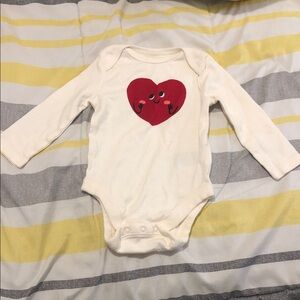 Old Navy Cream Bodysuit with Red Heart